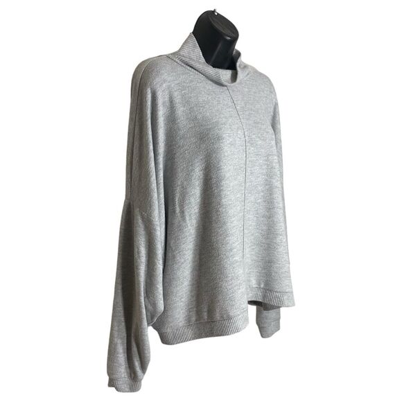 Lucky Brand Top XL Gray Cloud Jersey Mock Neck Oversized Long Sleeve Lightweight - Picture 4 of 14
